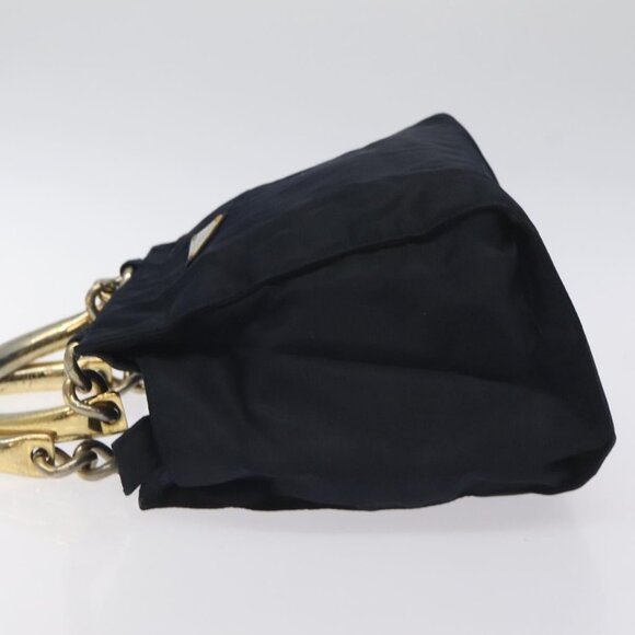 PRADA Hand Bag Nylon Black Gold Auth 127868 - Picture 4 of 16